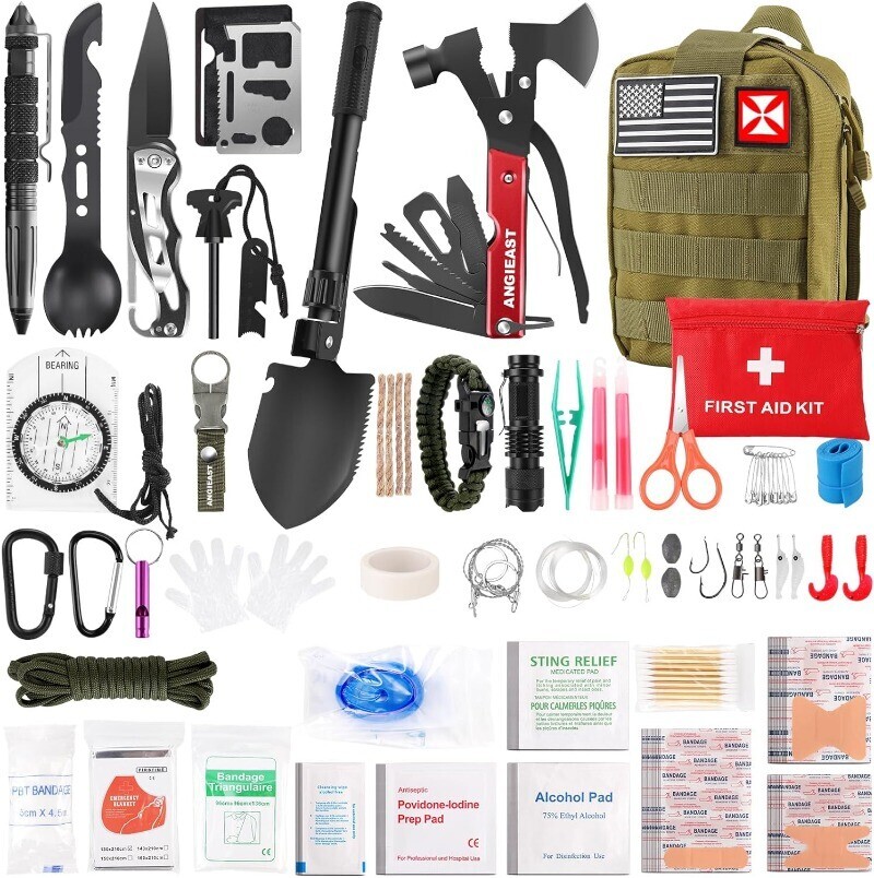 Survival First Aid Kit with Trauma Gear and Molle Pouch for Camping Hunting Outdoor Adventures