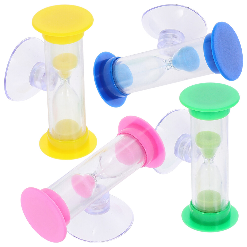4 Pcs Sand Timer with Suction Cup Hourglass Table Children's Teeth Brushing