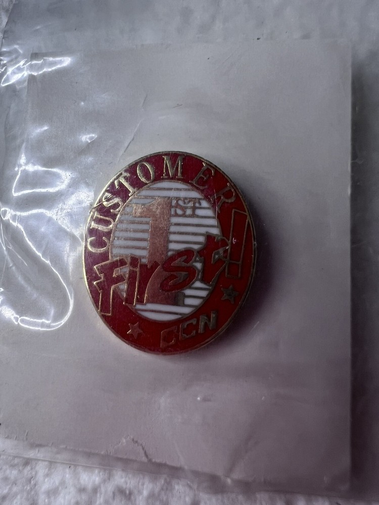Customer First CCN Lapel Pin Pinback Brooch Vintage Red Enamel 5P-image