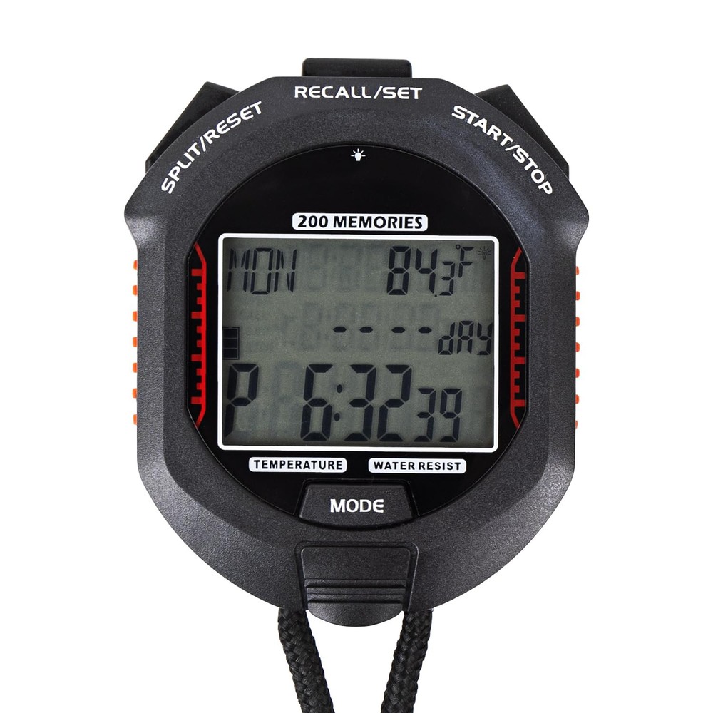 Stopwatch,Rechargeable Sports Stopwatch Timer with Backlight, 200 Lap Multi-F...