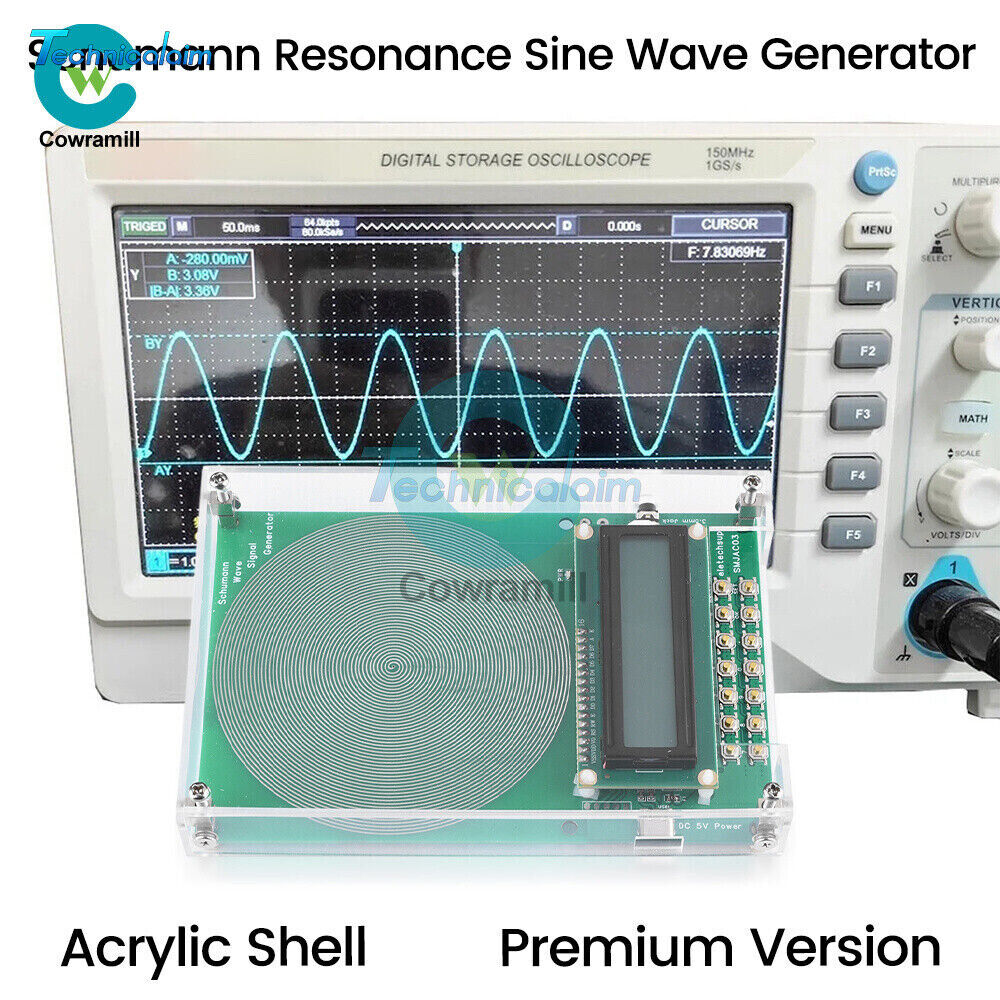 Schumann Wave Generator Pulse Sine Frequency +3.5mm Audio Output Connector +Case