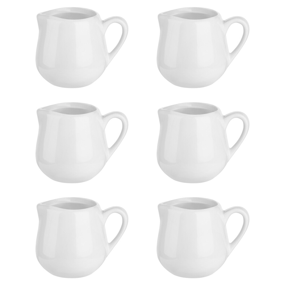 6-Piece Porcelain Milk Creamer Jugs with Handle and Spout