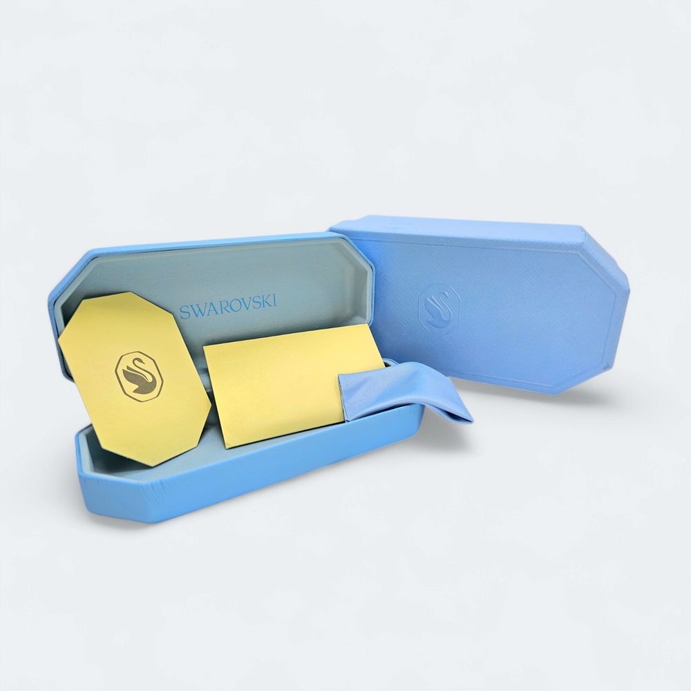 New SWAROVSKI Authentic Eyeglasses Sunglasses Blue Hard Case