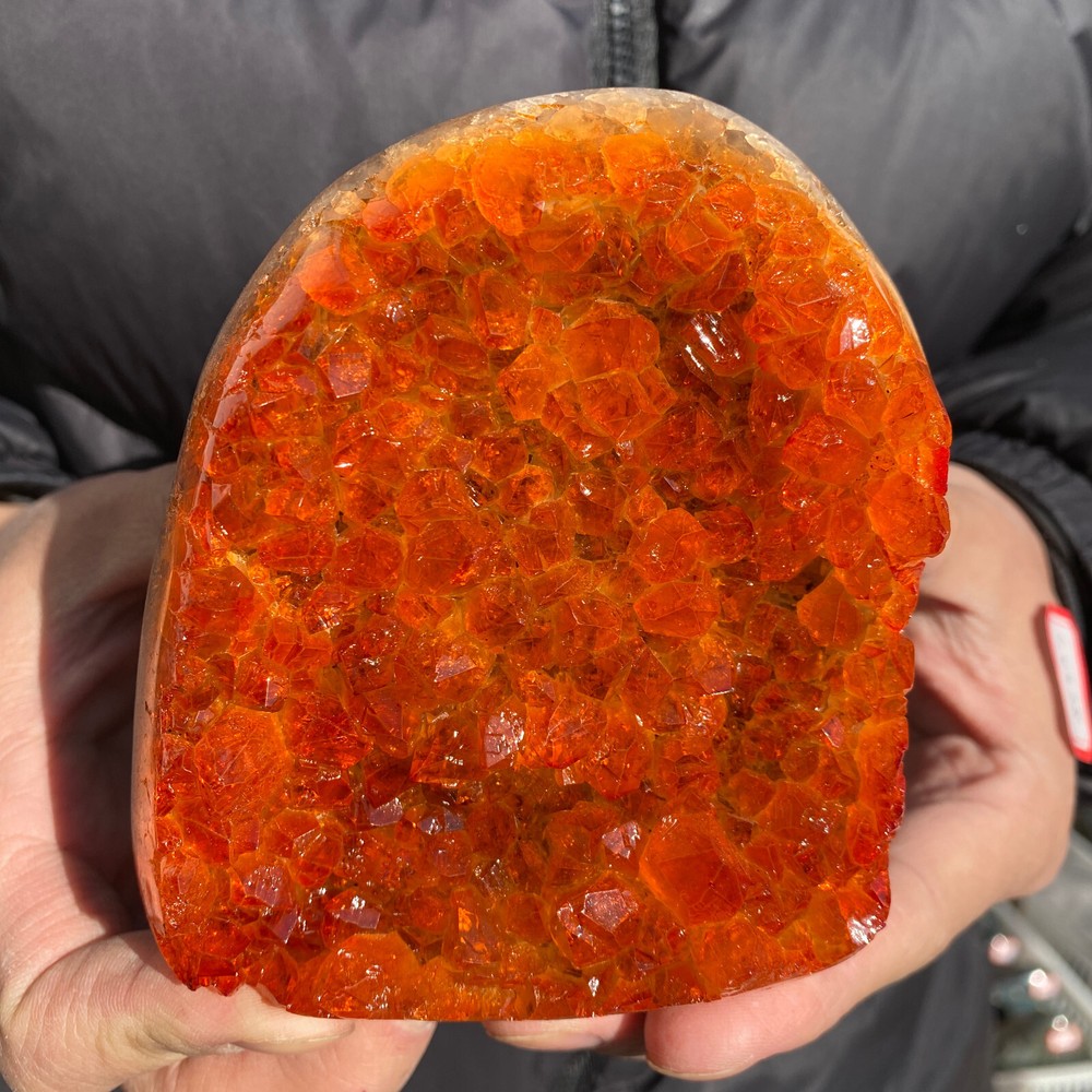 1.8LB Natural Citrine Geode Quartz Cluster Crystal Healing Specimen Cathedrals