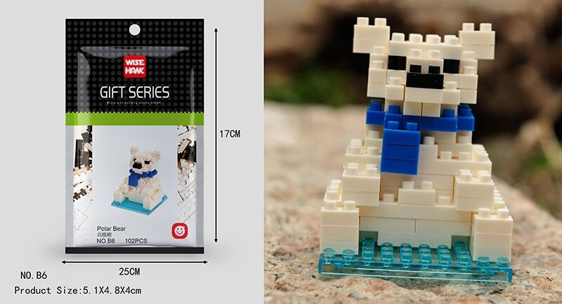 Polar Bear Mini Building Bricks Set - 3D Puzzle - With Paper Manual