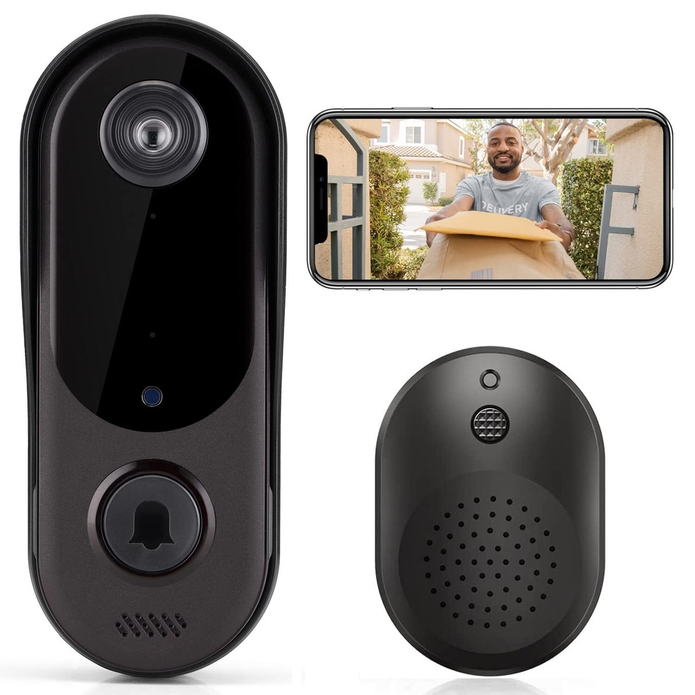 Wireless WiFi Video Doorbell Camera with Built-in Chime, Two-Way Audio, HD Security, Night Vision, Motion Detection, and Easy Installation