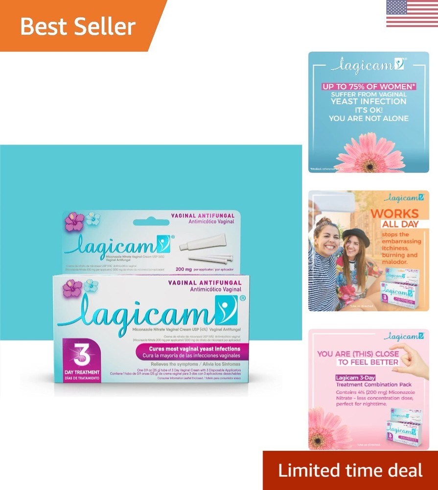 3-Day Miconazole Nitrate Cream for Vaginal Yeast Infection & Antifungal Relief