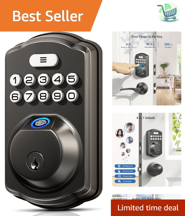 Biometric Smart Lock with Keypad – 20 User Codes for Secure & Stylish Entry-image
