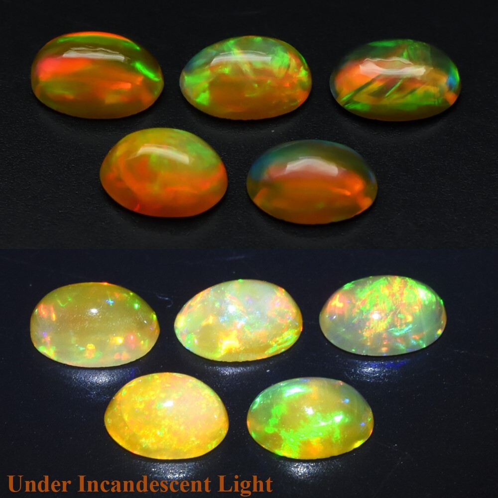 5pcs/Lot 1.81ct t.w Oval Cabochon Natural Play-of-Color Crystal Opal Gemstone