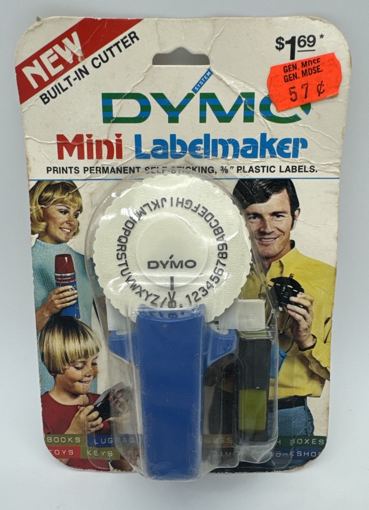 Vintage Dymo Radio Shack Mini Plastic Label Maker 3/8” Labels Model 1860 USA
