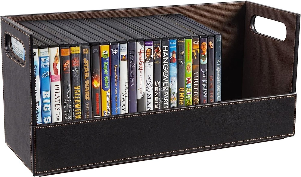 DVD Disk CD Storage Box Rack Holder Case Organizer Magnetic Opening Media Shelf