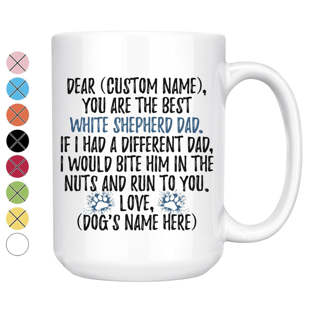 Personalized American White Shepherd Dog Dad Coffee Mug, Dog Owner Men Gift
