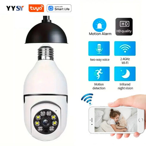 Smart Home 2.4G E27 Bulb Wifi Surveillance Camera HD NightSecurity Two Way Audio