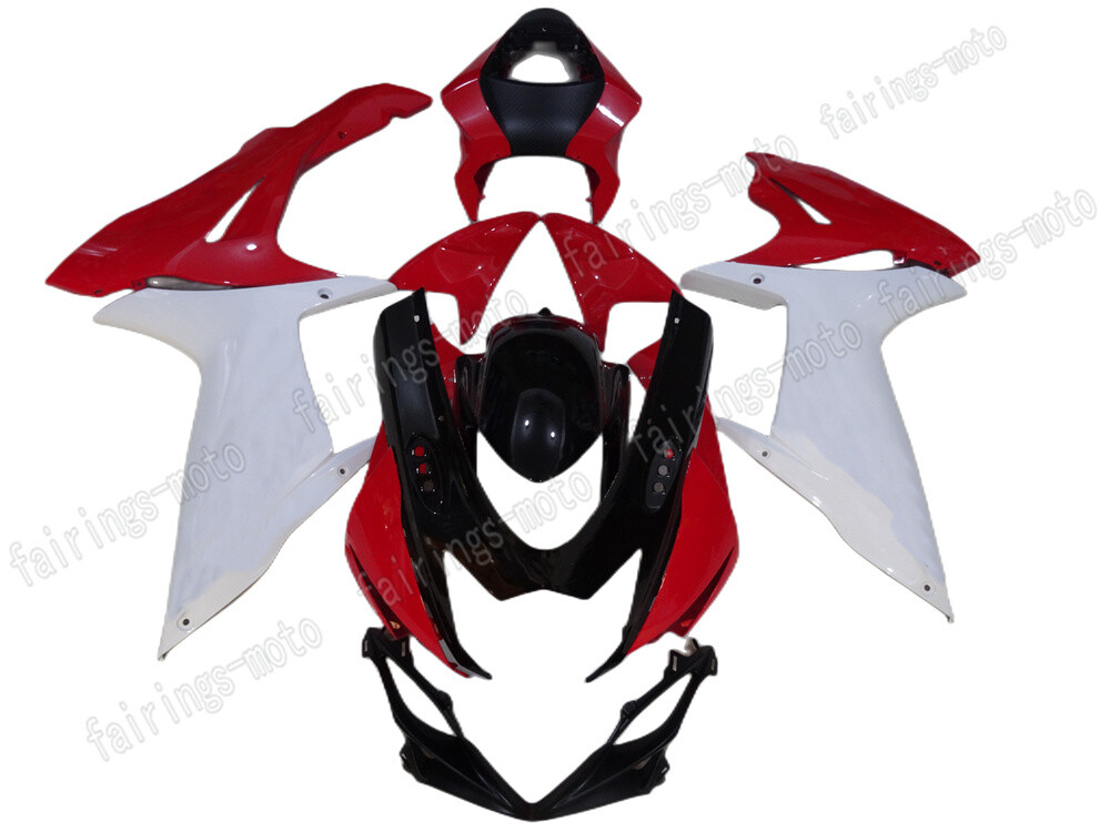 Black Red White Fairing Kit for 2011-2023 GSXR 600/750 ABS Bodywork Injection Molded