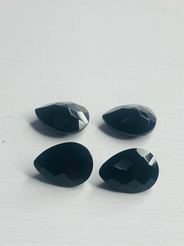 BLACK ONYX FACETED PEAR CHECKERBOARD CUT LOOSE GEMSTONE 11x8 MM CALIBRATED DG
