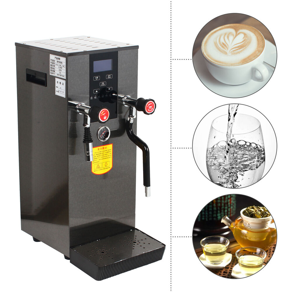 2500W Commercial Steam Water Boiling Machine Espresso Coffee Milk Foam Maker 12L