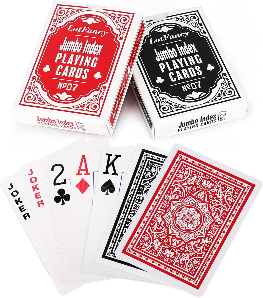 2-Pack Large Print Jumbo Index Playing Cards, Poker Size.