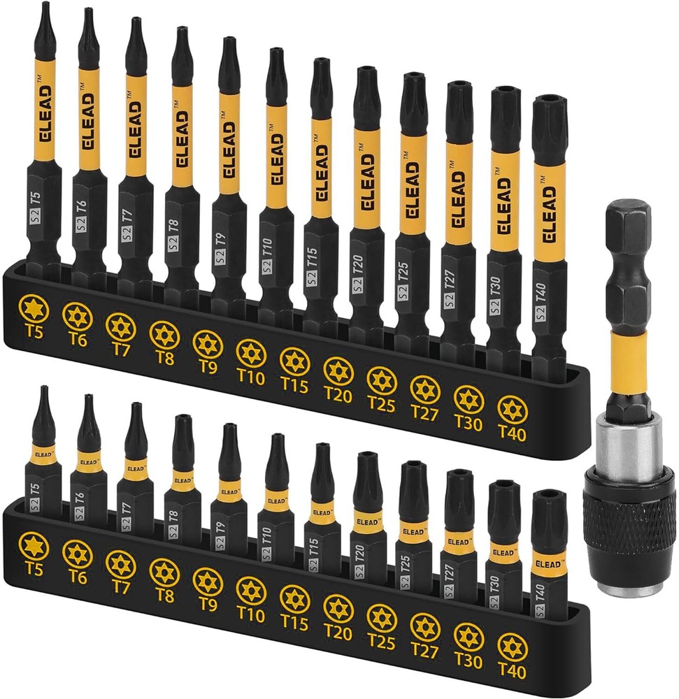 Tamper Proof Torx Bit Set 25-Piece T5 to T40 Security Bits with Torque Handle