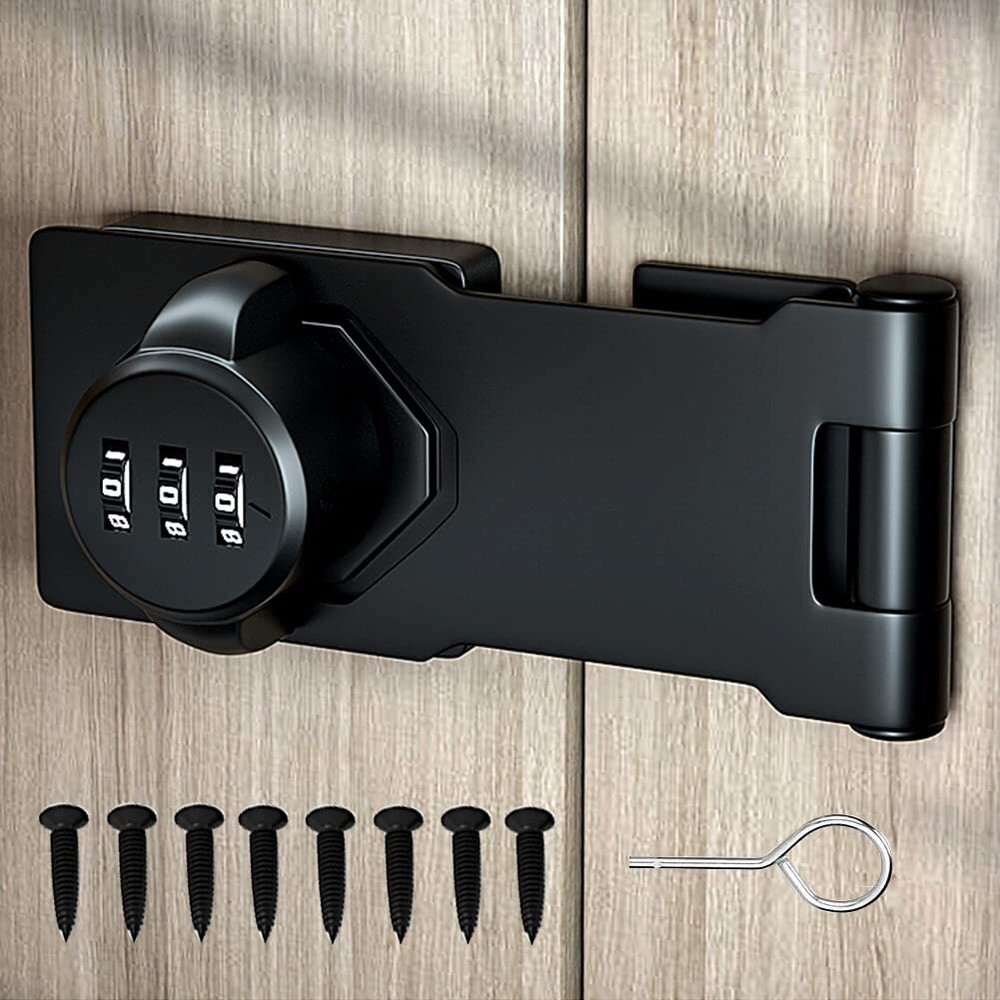 Secure Mechanical Rotary Hasp Lock for Small Doors Slide Latch Security-image