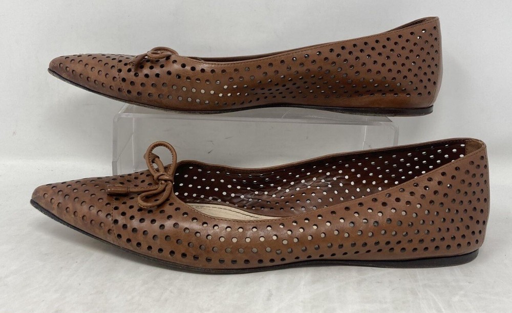 Authentic Prada Leather Flats 1F832 Brown US 8.5 EU 40 Luxury Shoes