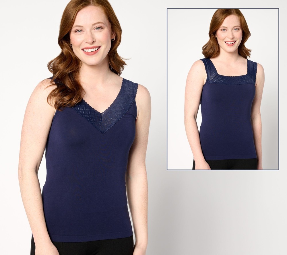 Breezies Women's Plus Sz Shaper 1X Comfort Breeze Reversible Blue A634860