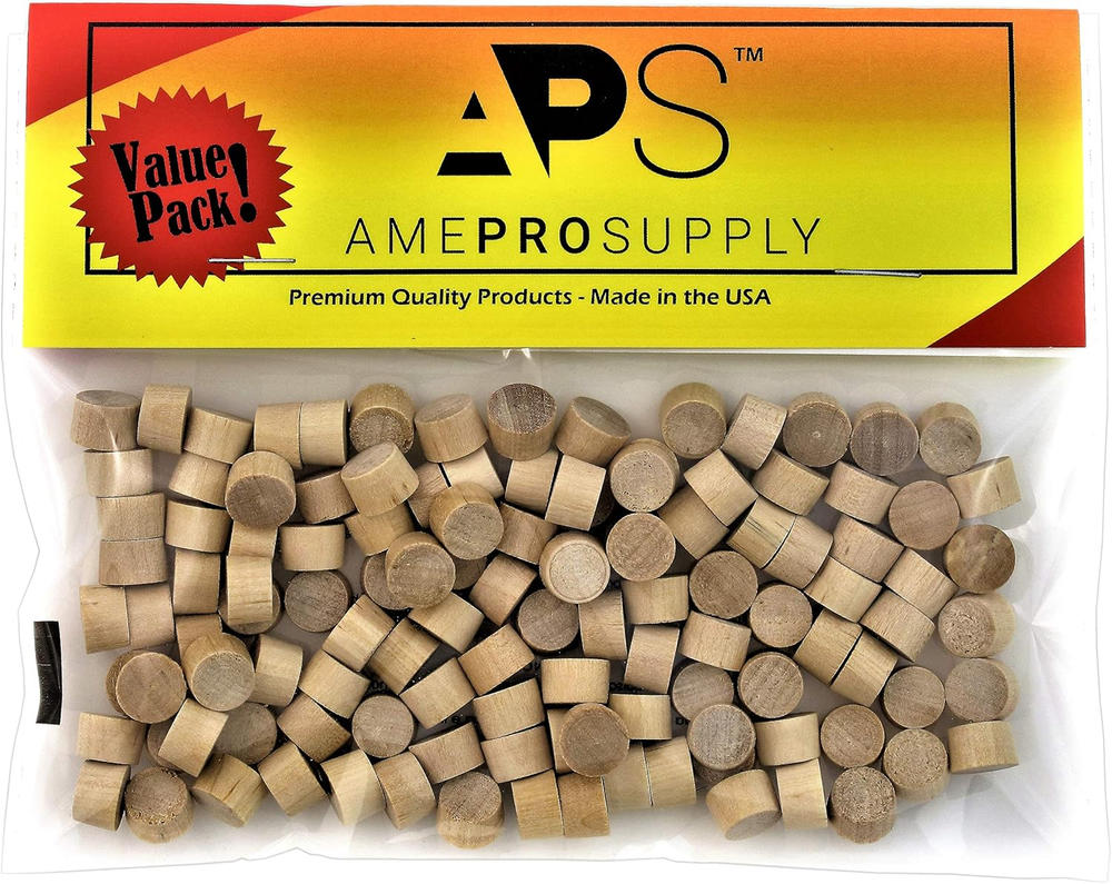Wood Plugs 3/8 Inch Screw Hole Plugs, Flat Head Wood Plugs, Button Plugs, Screw