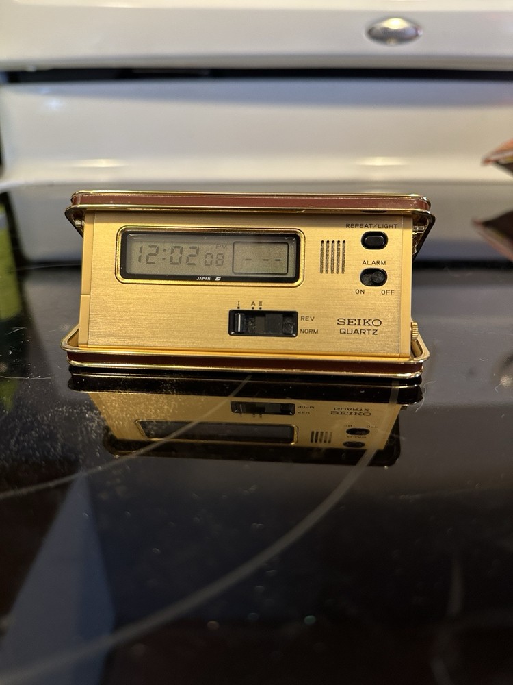 Seiko Travel Alarm Clock Tortoiseshell Case Tested Working