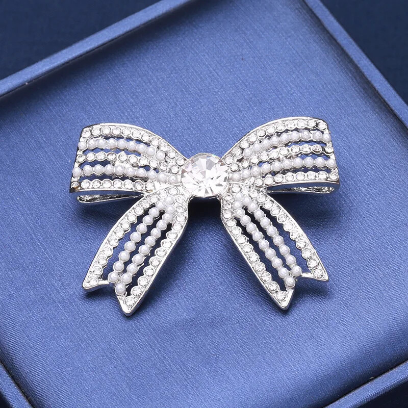 Creative Pearl Bow Brooch for Women Fashion Simple Pin Small  Suit Accessories