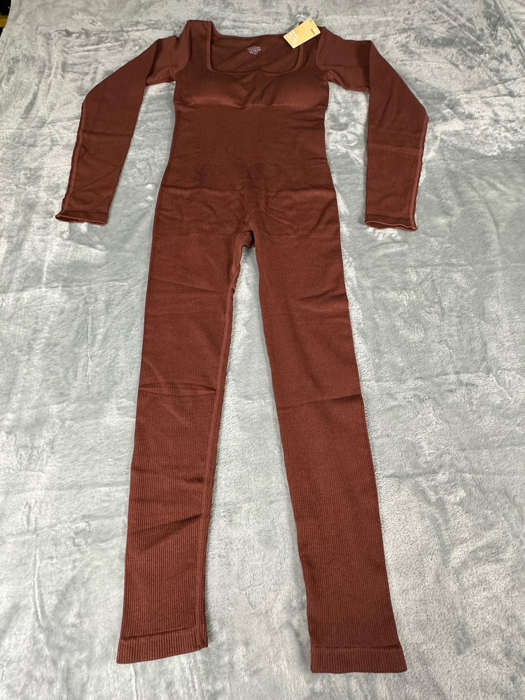 Popilush Brown Long Sleeve Shapewear Jumpsuit Size Large Full Body Slimming