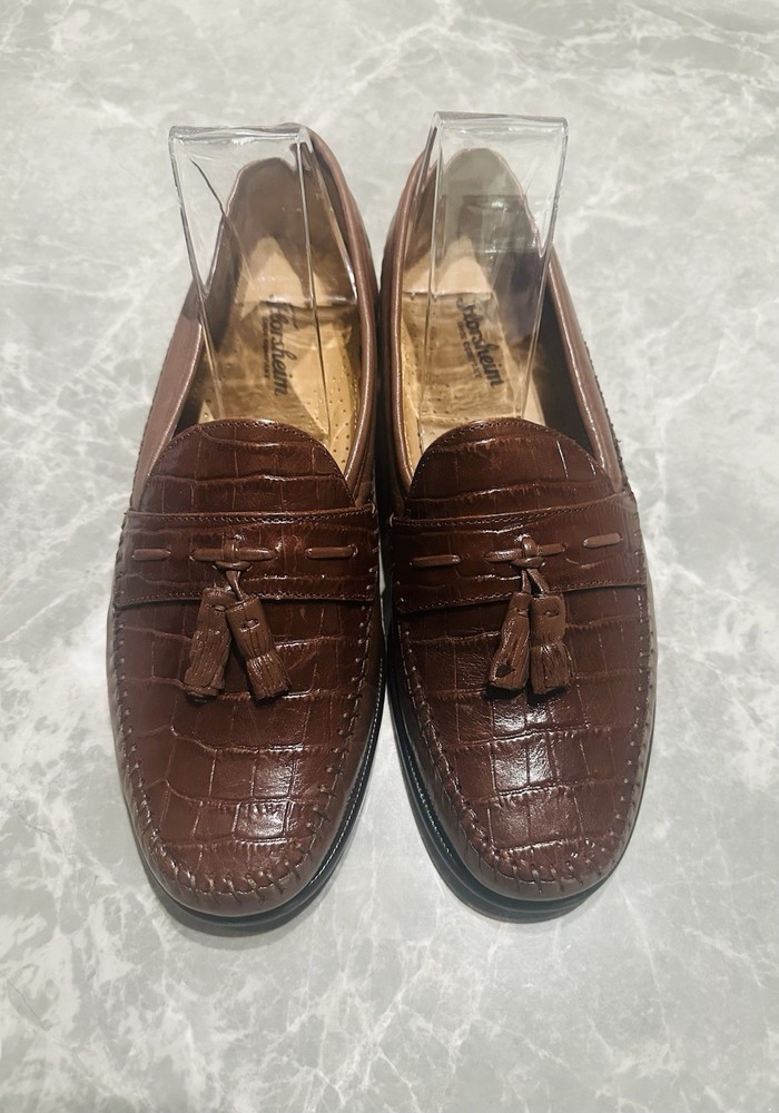 Florsheim Distinguished Mens Leather Croc Tassel Loafers Dress Shoes in Size 8.5 D