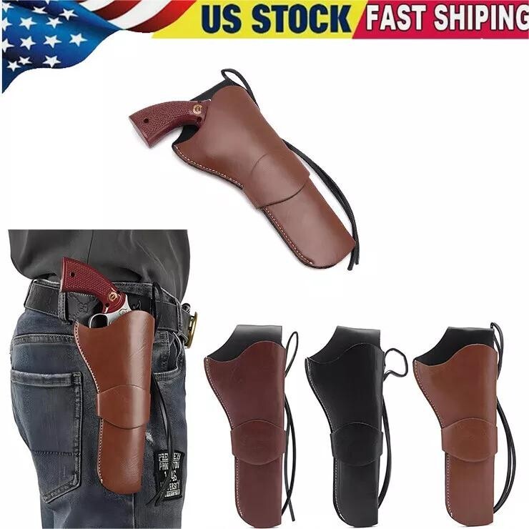 Western Leather PU Gun Holster Tooled Hand Made Cowboy Revolver Pistol