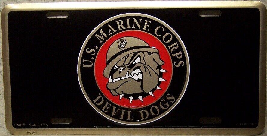 Aluminum Military License Plate USM Marine Corps Bulldog Devil Dogs NEW Made USA