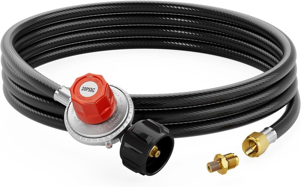 15FT High Pressure Propane Regulator Hose with Gauge 0~30PSI Adjustable Propane