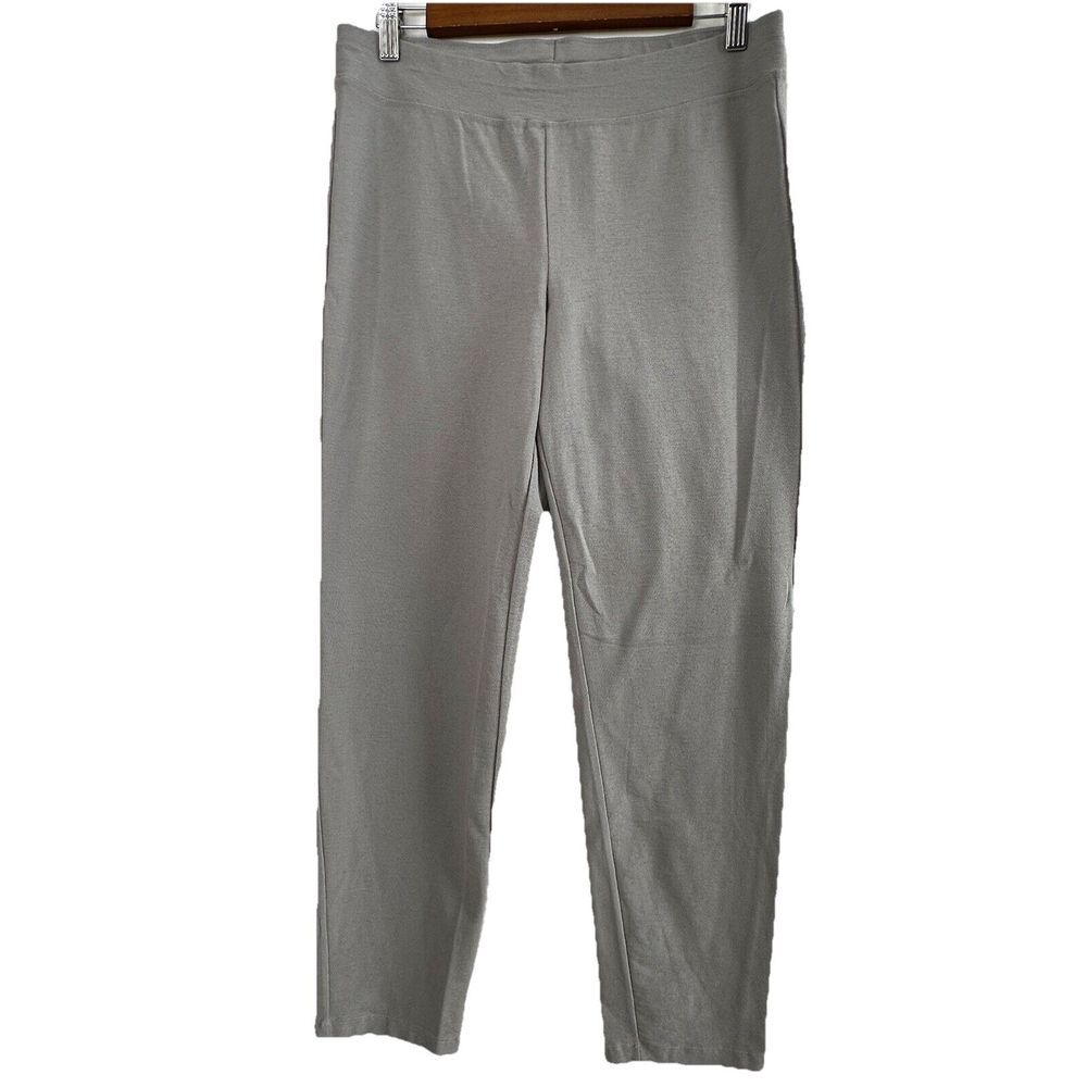 Eileen Fisher Stretch Crepe Slim Fit Pull On Ankle Pants Small P Light Gray