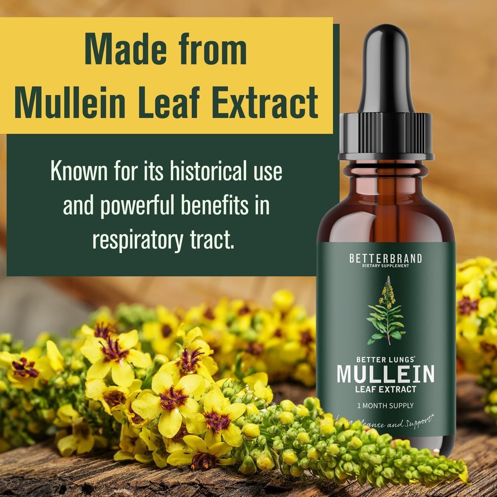 Mullein Leaf Extract Drops Lung Cleanse Support All Natural Ingredients
