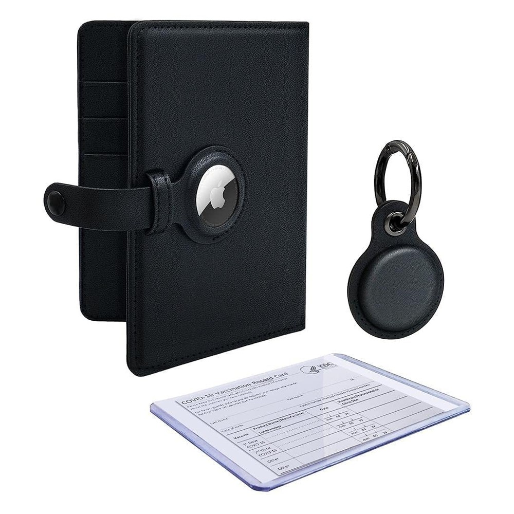 Airtag Wallet Passport Travel Kit with Cover Holder Case and Luggage Keychain