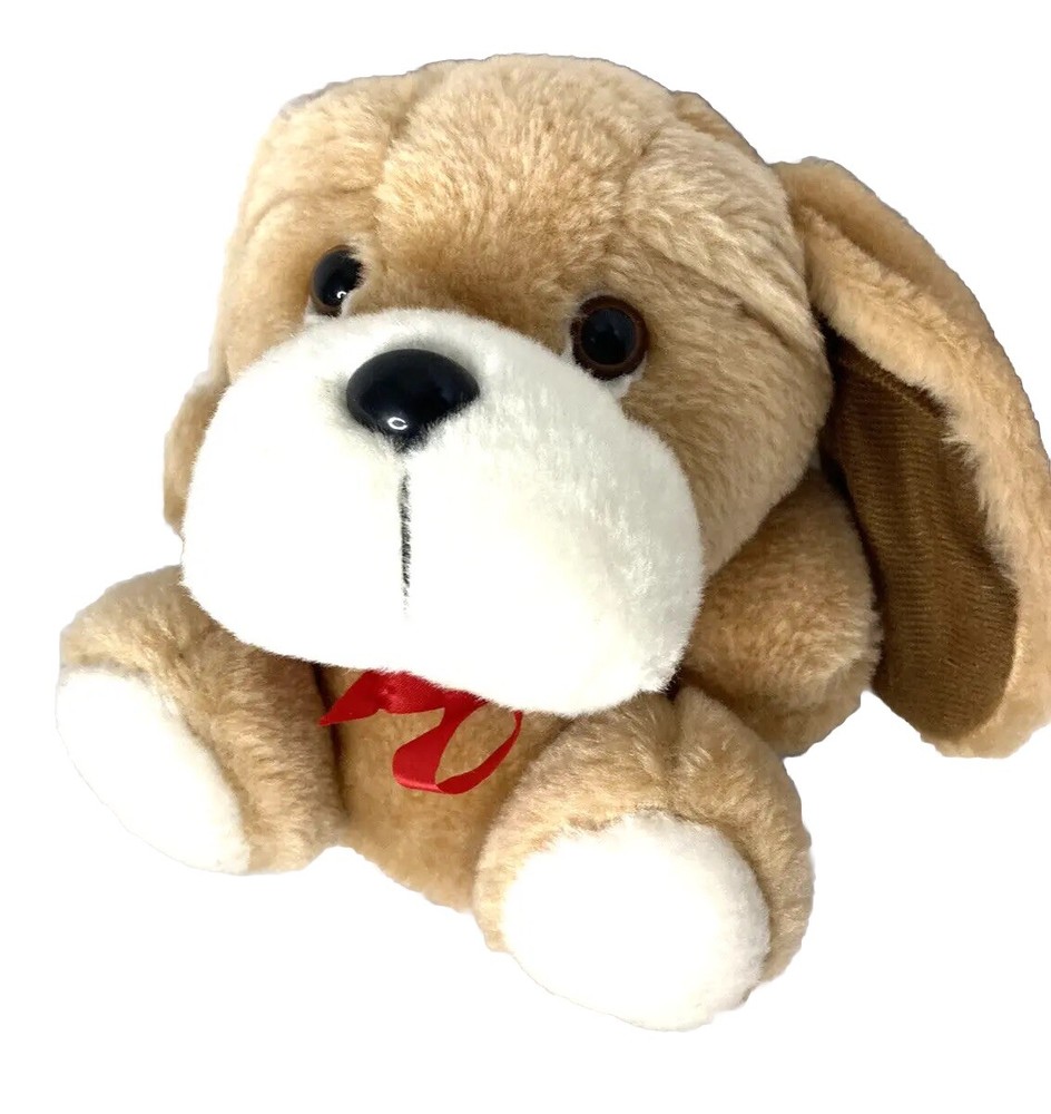 Fashion Crossroads 1991 Puppy With Red Bow brown eyes floppy ears dark