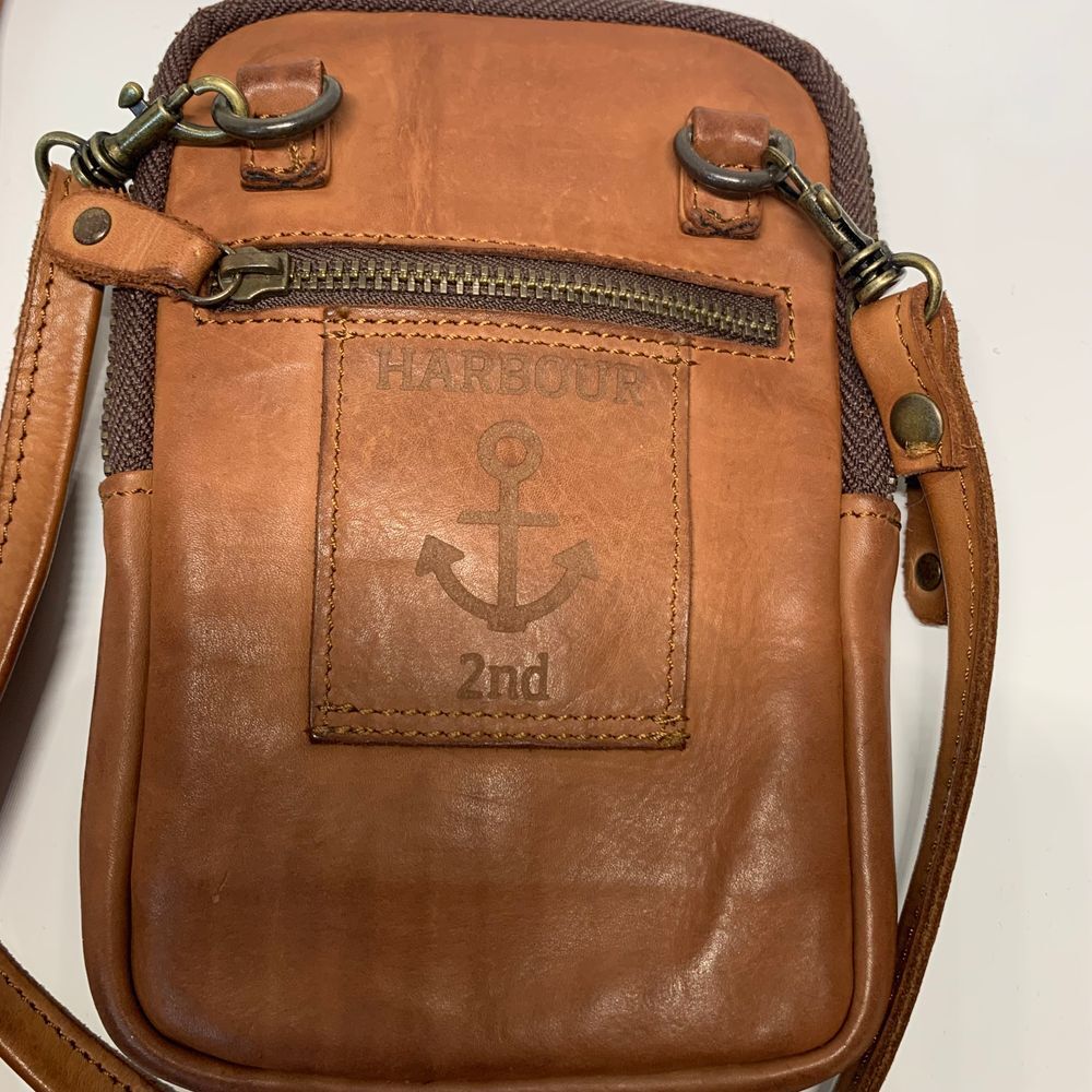 Harbour 2nd Cognac Genuine Leather Small Crossbody/Cell Phone Carry Bag