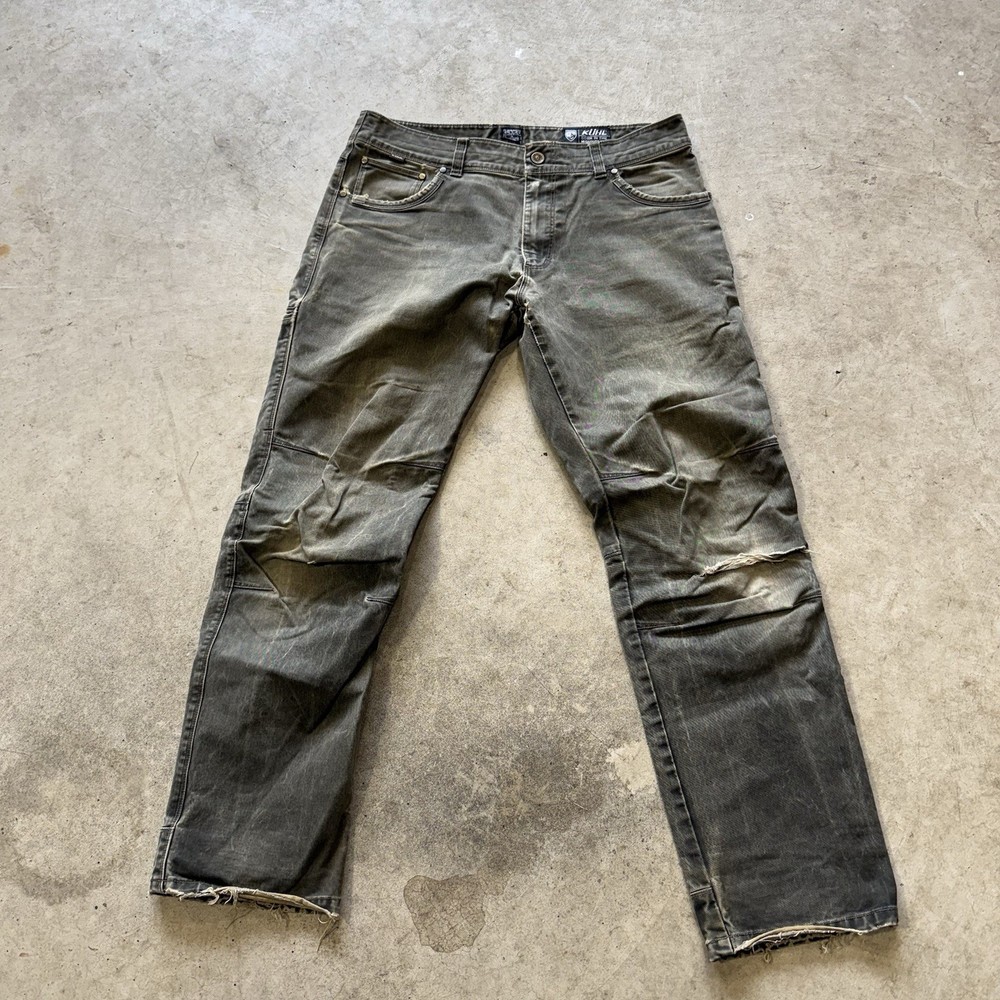 Kuhl Rydr Lean Pants Mens 35x32 Green Canvas Hiking Workwear Vintage Patina Dye