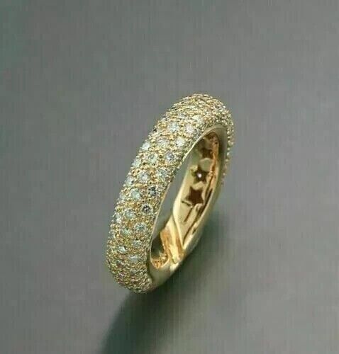 Round Cut Simulated Diamond Gorgeous Wedding Band Ring In 14k Yellow Gold Plated