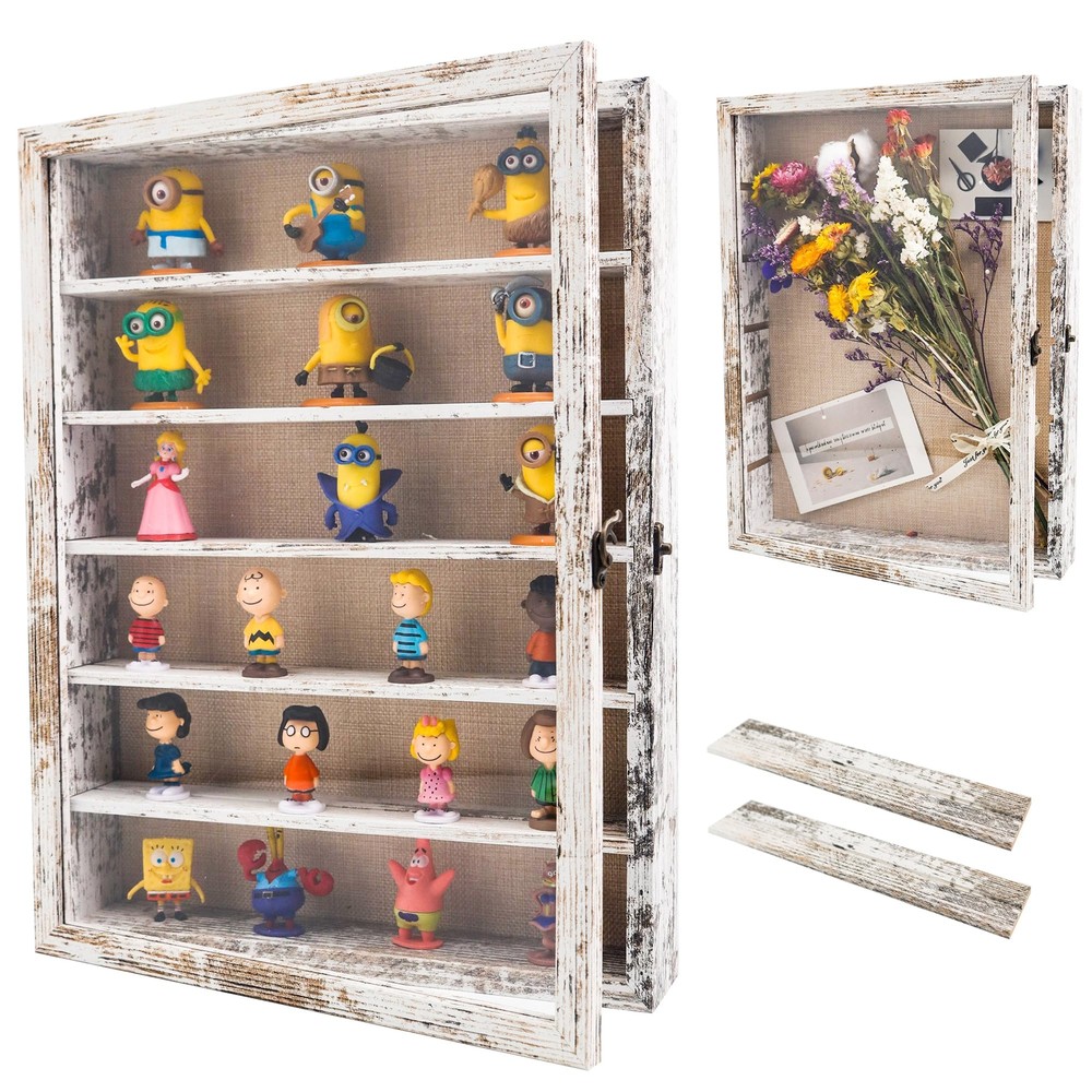 Shadow Box with Shelves, White 12x16 Shadow Boxes Display Cases with Shelves ...