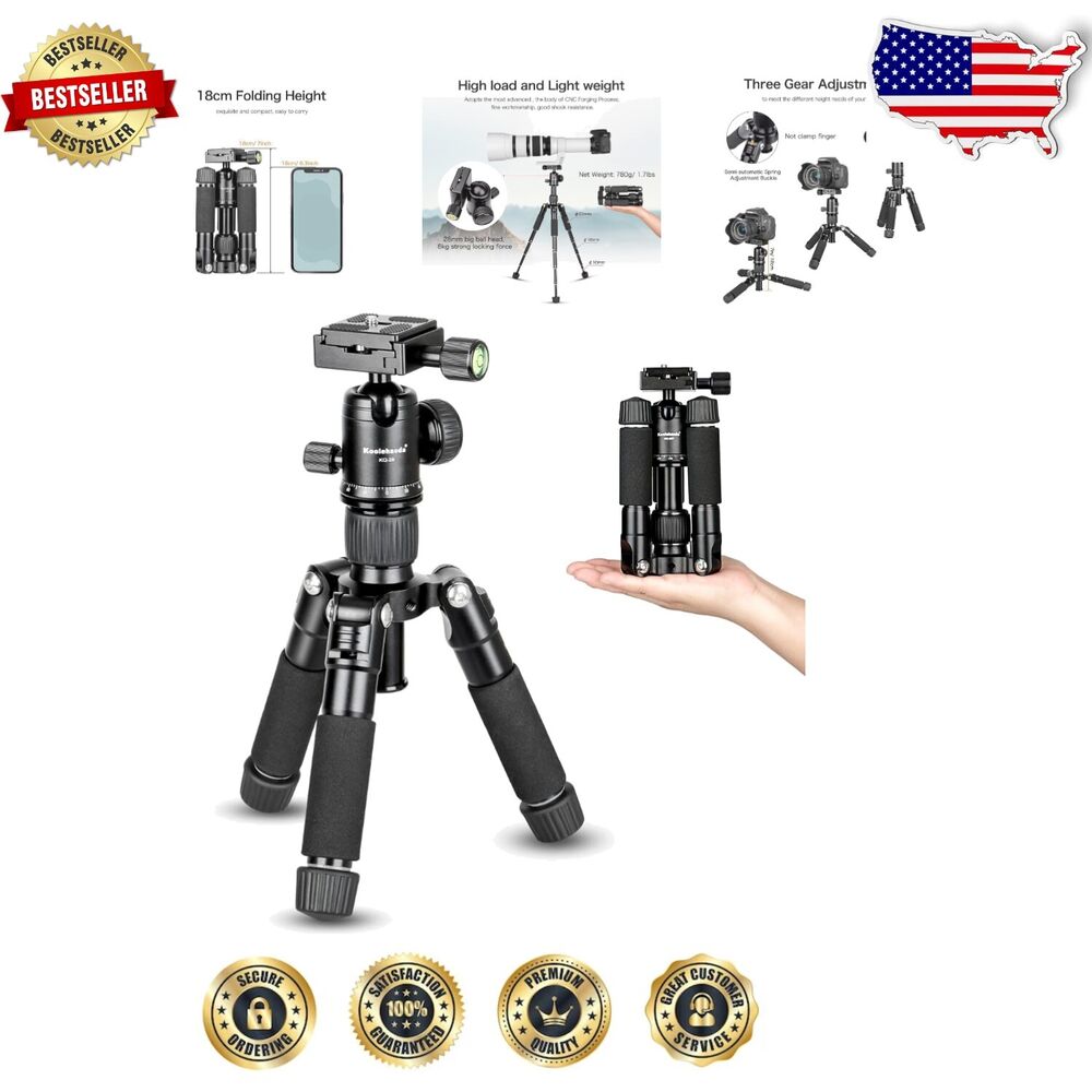 Compact Aluminum Mini Tripod for DSLR - Adjustable 51cm Height & Accessories