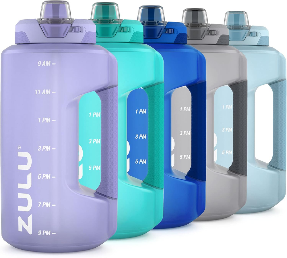 ZULU Goals 1 Gallon Water Bottle with Time Marker & Handle for Daily Hydration