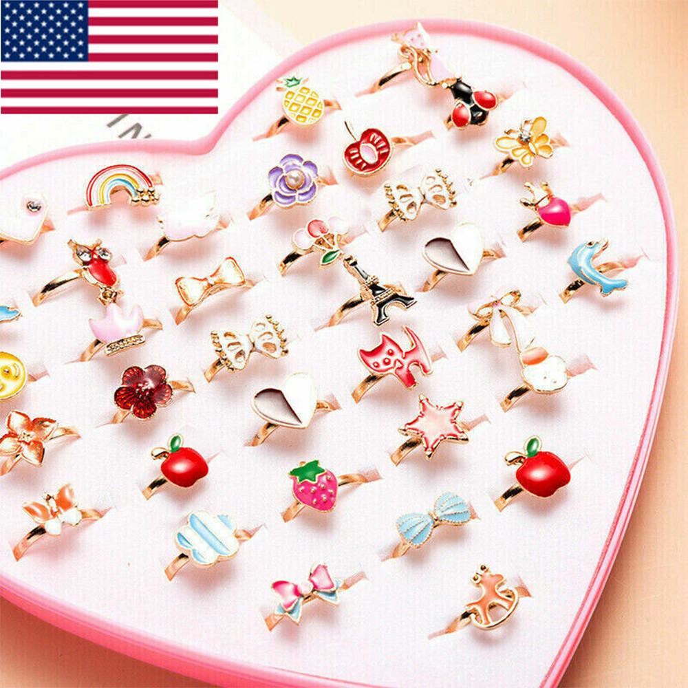 20PCS Little Girl Adjustable Rings Children Kids Jewelry Rings Christmas Gifts
