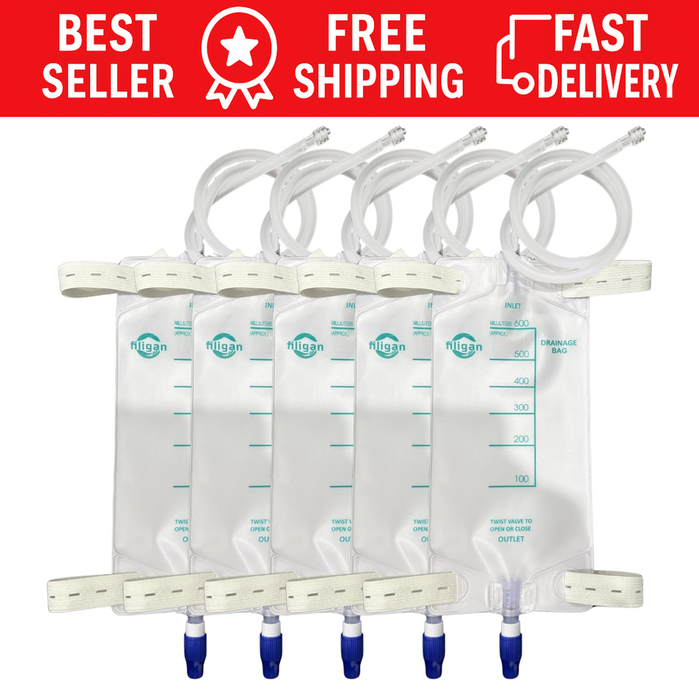 600ml Nephrostomy Bags, Clear Urine Drainage Bag with 24