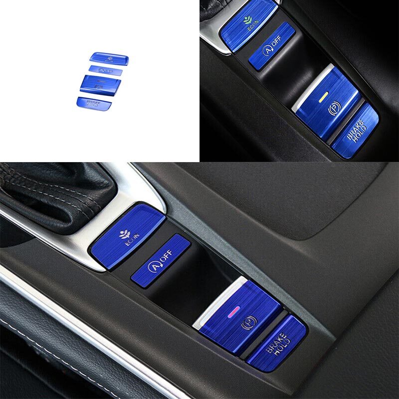 18-2022 Center Console For Honda Accord Gear Button Sticker Trim Blue Aluminium