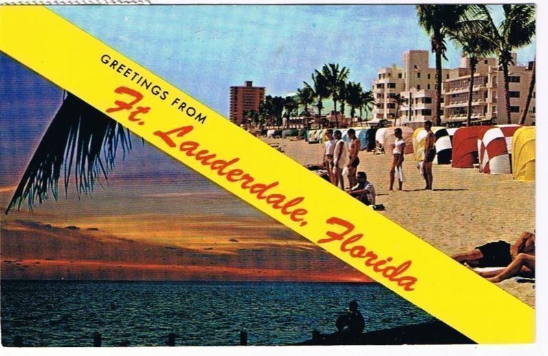 Florida Postcard Fort Lauderdale Beach & Sunset Banner Dual View