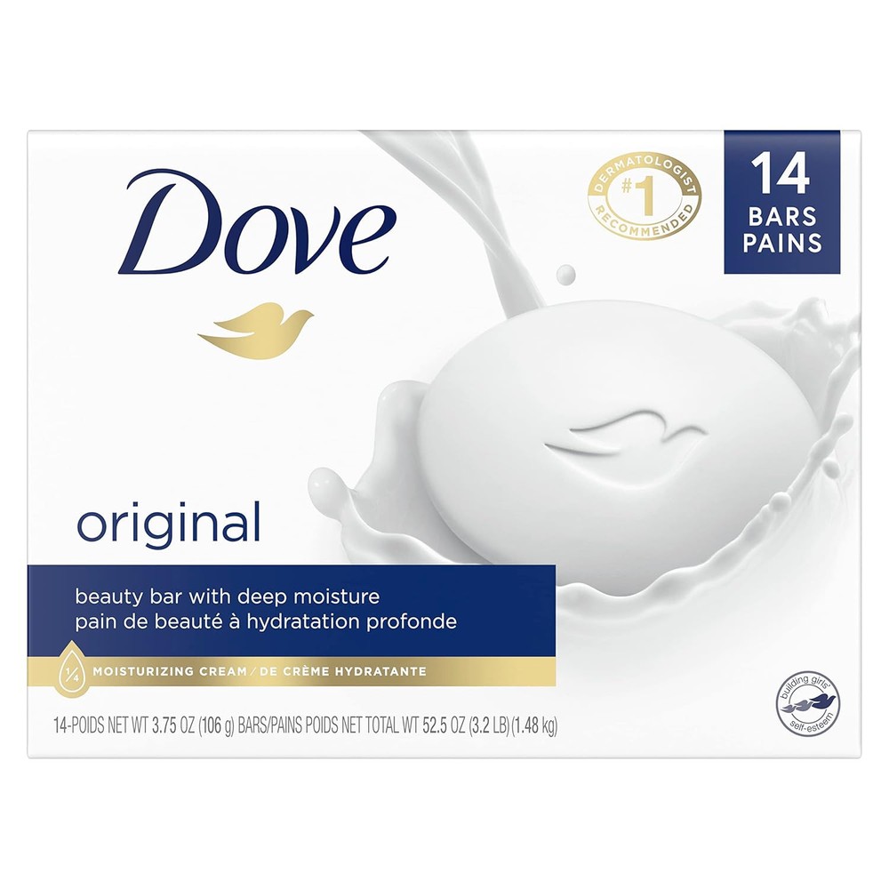 Dove Moisturizing Beauty Bar Gentle Skin Cleanser 3.75 Oz Pack of 14