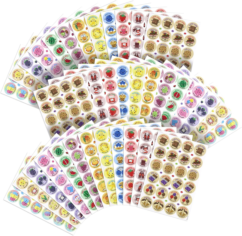 864 Scratch & Sniff Stickers, 12 Scents, Reward & Party Favor, Kids & Teachers