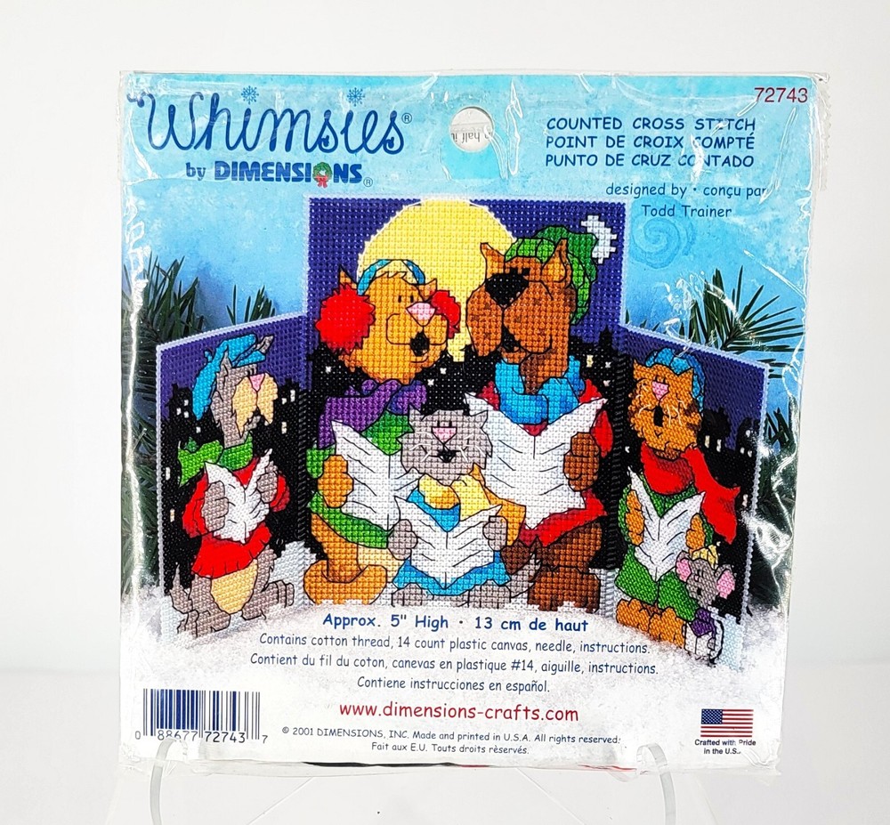 2001 Dimensions Whimsies Singing Cats & Dogs Counted Cross Stitch Colorful Kit